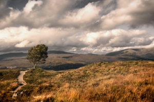 Dramatic sky over characteristic Scottish highland landscape Dramatic sky over characteristic Scottish highland landscape